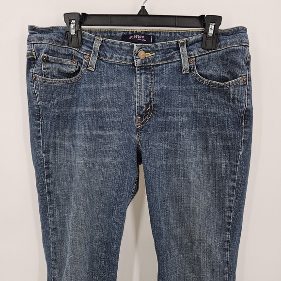 Levis 518 Superlow Bootcut‎ Jeans Womens 13 Blue Stretch Low Rise Medium Wash - Picture 2 of 13